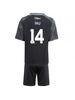 Otroški Nogometna dresi replika Aston Villa Pau Torres #14 Gostujoči 2025-26 Kratek rokav (+ hlače)